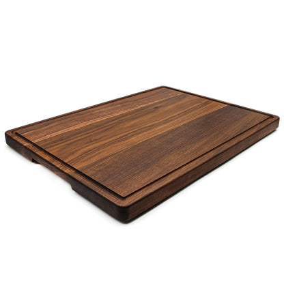 Dark walnut wood cutting board, 24x18in, 1.25in thick with juice groove on Tampa Home & Garden Store