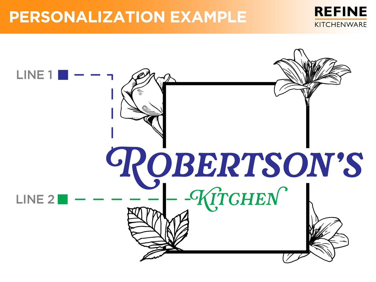 Personalized cutting board with custom engraving for Mother's Day by Refine Kitchenware on Tampa Home & Garden Store