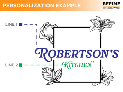 Personalized cutting board with custom engraving for Mother's Day by Refine Kitchenware on Tampa Home & Garden Store