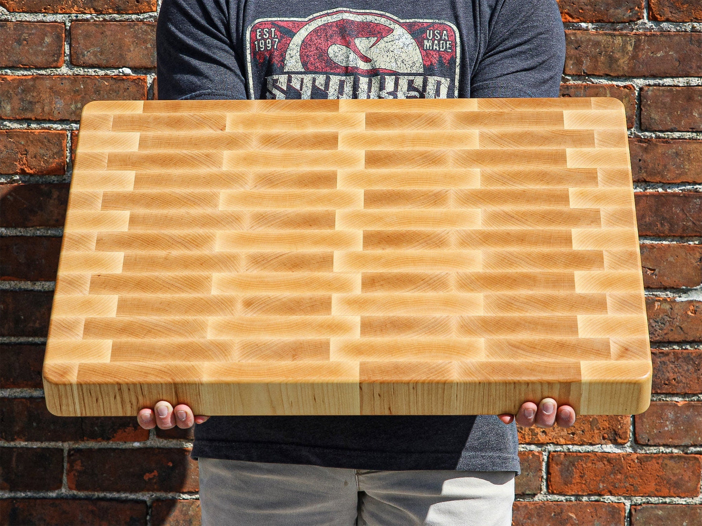 XXL maple end grain cutting board 24x18 in, up to 2 in thick, USA made on Tampa Home & Garden Store