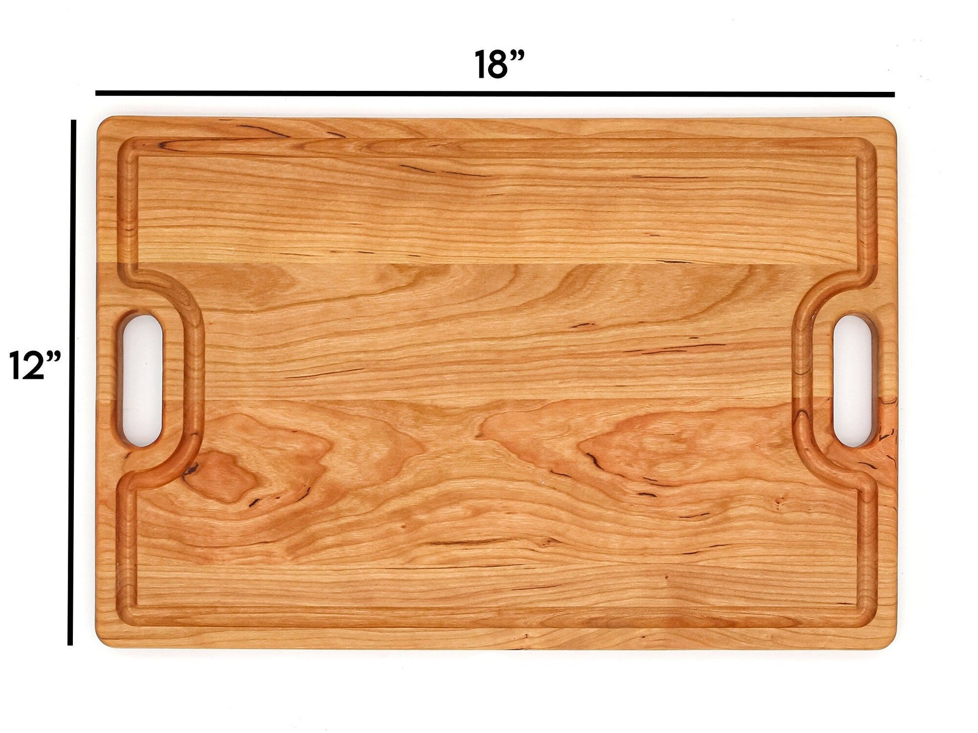 Cherry wood cutting board with juice groove and handles, 18x12 in, Refine Kitchenware on Tampa Home & Garden Store