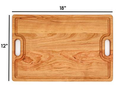 Cherry wood cutting board with juice groove and handles, 18x12 in, Refine Kitchenware on Tampa Home & Garden Store