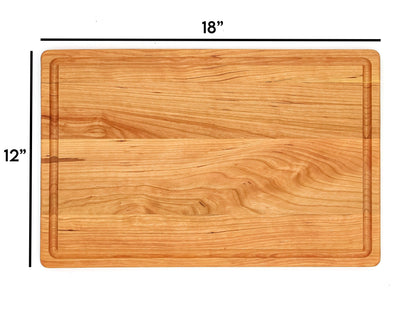 Large cherry wood cutting board with juice groove, 18x12 inches, Refine Kitchenware, USA-made on Tampa Home & Garden Store
