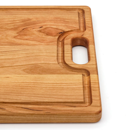 Cherry wood cutting board with juice groove and handles 18x12 inches Refine Kitchenware USA made on Tampa Home & Garden Store