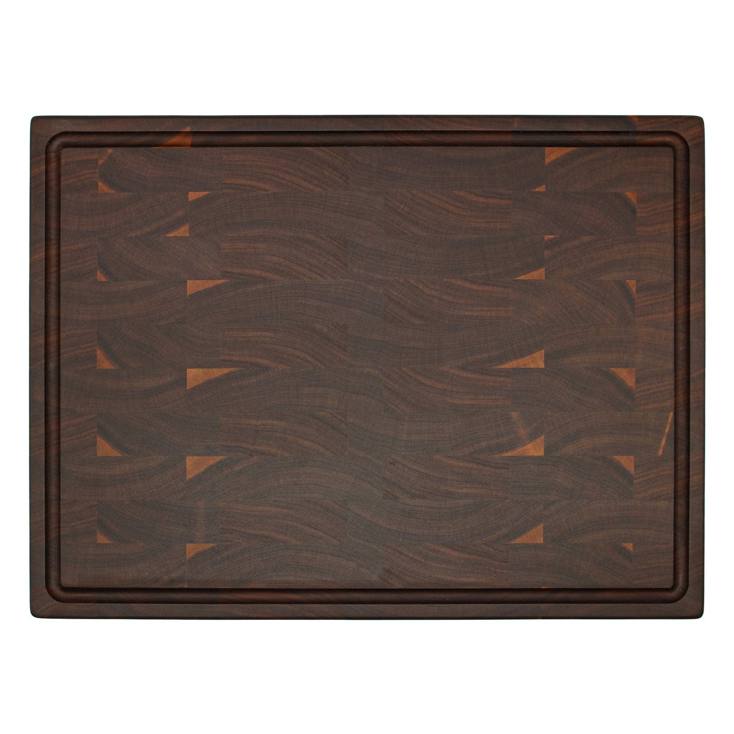Large end grain walnut cutting board with juice groove, thick 2 in, rounded corners on Tampa Home & Garden Store