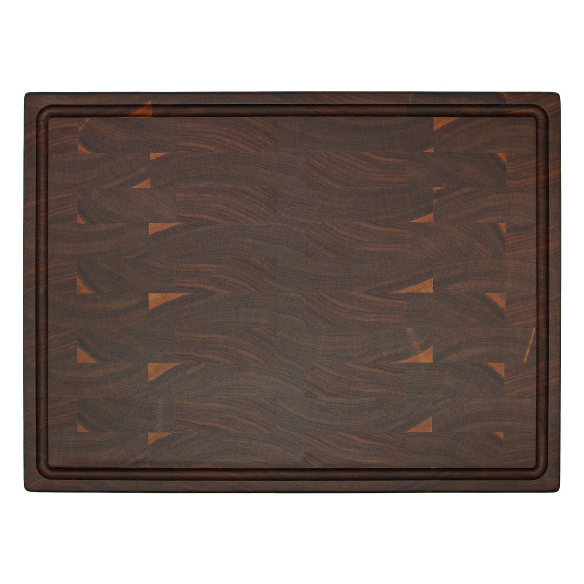 Large end grain walnut cutting board with juice groove, thick 2 in, rounded corners on Tampa Home & Garden Store