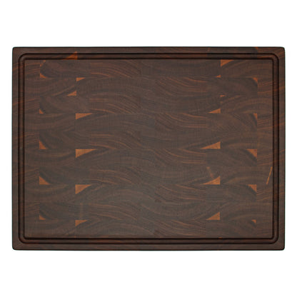 Large end grain walnut cutting board with juice groove, thick 2 in, rounded corners on Tampa Home & Garden Store