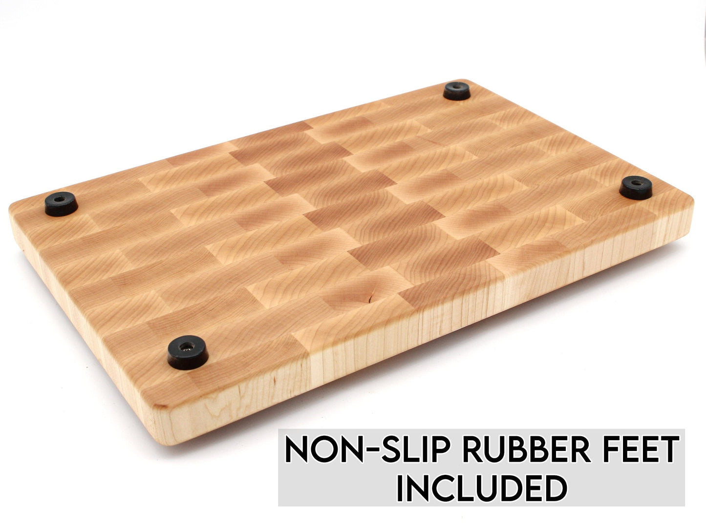 Large end-grain walnut cutting board with rubber feet, 2in thick, USA made by Refine Kitchenware on Tampa Home & Garden Store
