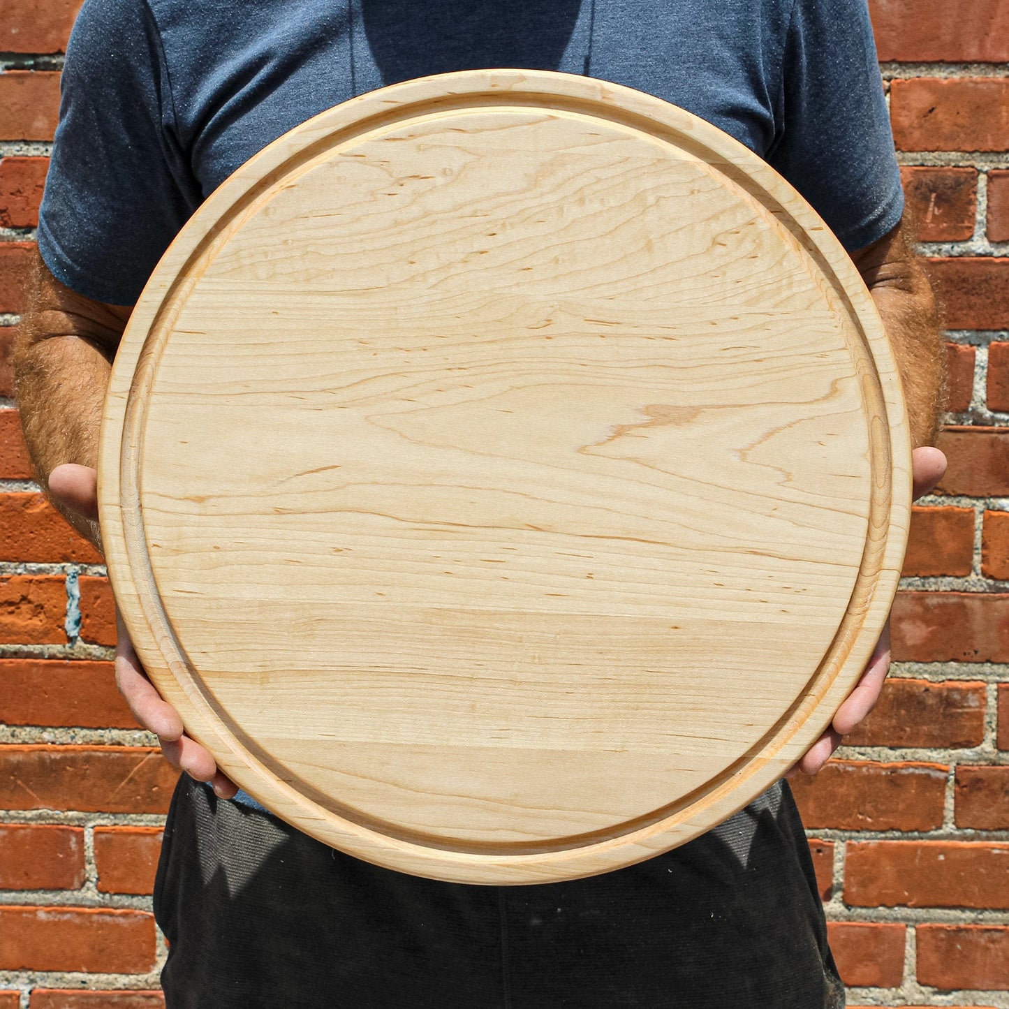Large Walnut Round Cheese Board with juice groove, 18 inch round cutting board for charcuterie on Tampa Home & Garden Store
