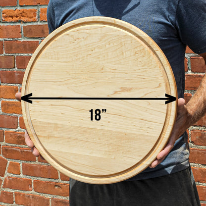 Large Walnut Round Charcuterie with juice groove, 18 in cutting board by Refine Kitchenware on Tampa Home & Garden Store