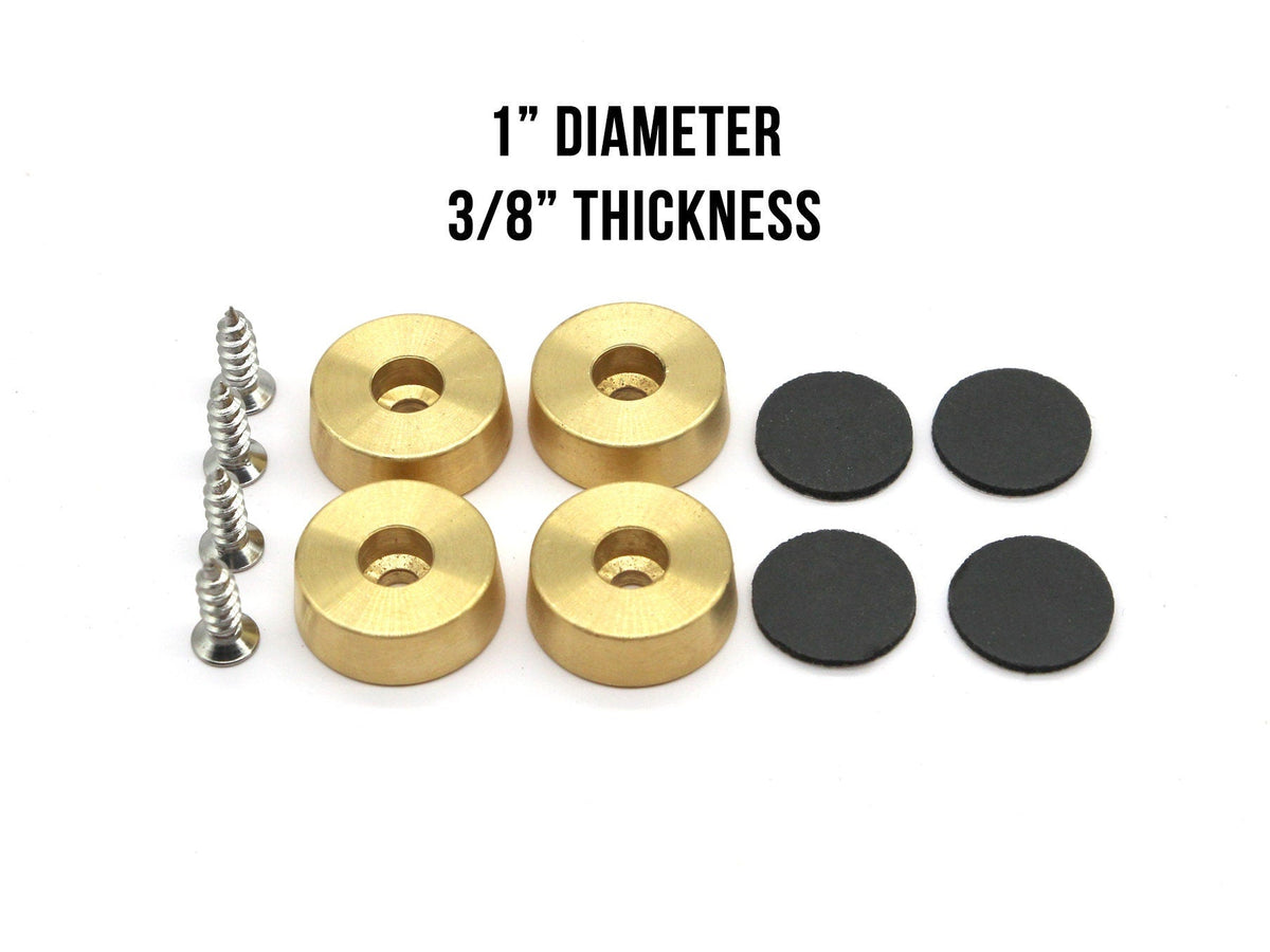 Refine Kitchenware Brass Cutting Board Feet set of 4 with screws and pads, 1 inch dia on Tampa Home & Garden Store