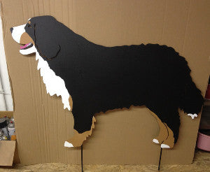 Bernese Mountain Dog garden stake by Rustica Ornamentals lawn ornament black with white markings on Tampa Home & Garden Store