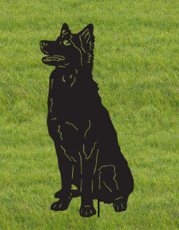 Husky garden stake by Rustica Ornamentals, black metal lawn ornament silhouette on Tampa Home & Garden Store
