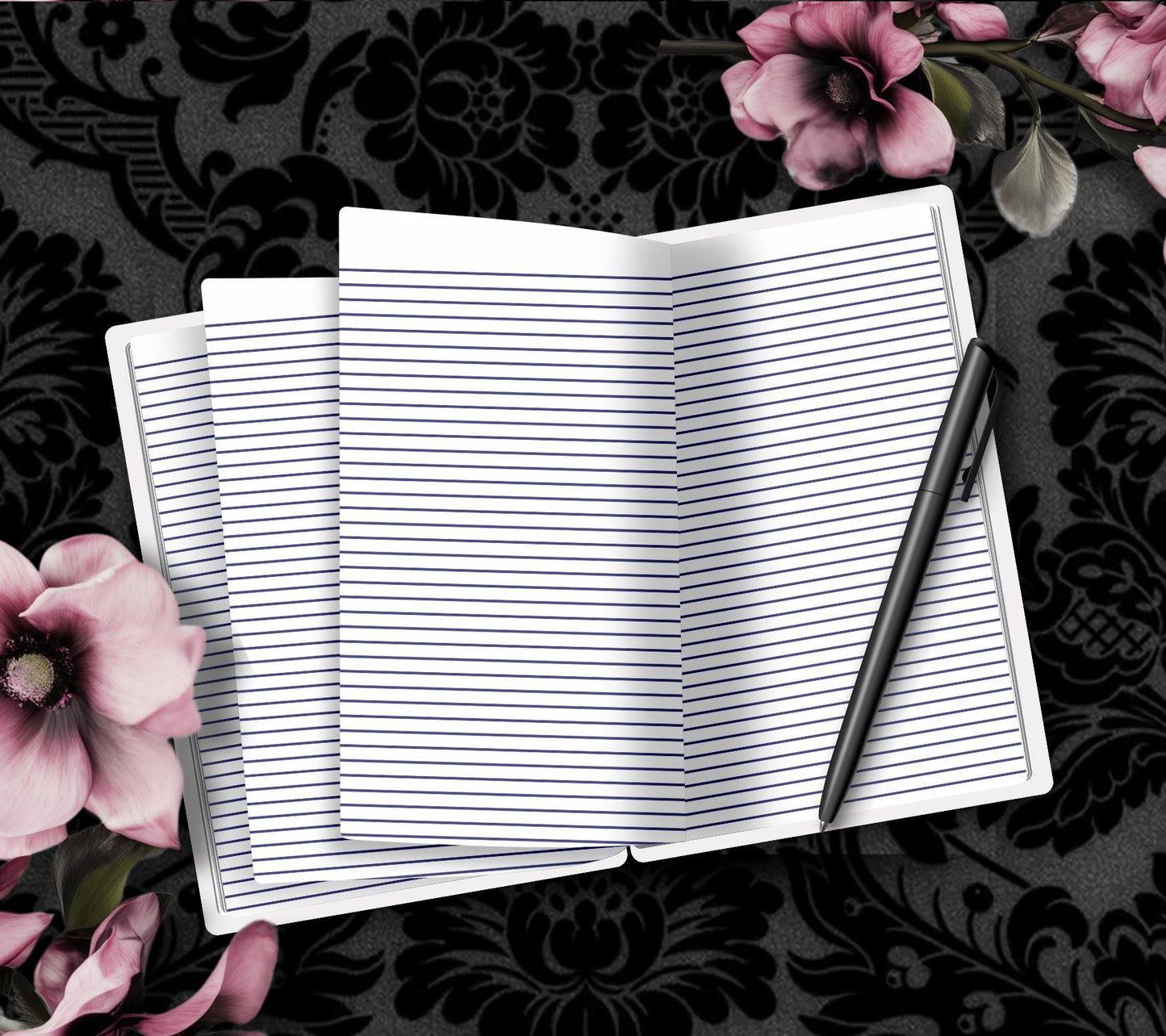 Carnet à couverture rigide style gothique et punk, motif cage thoracique dessiné à la main – 160 pages lignées pour les tâches quotidiennes, les notes et les écrits personnels