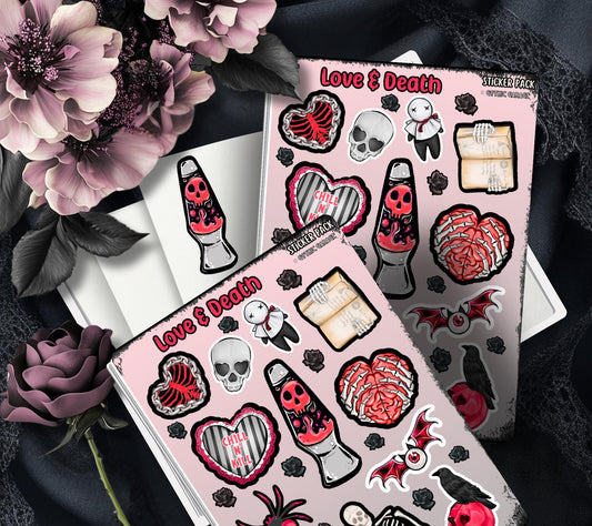 Gothic Witchy Love and Death Sticker Sheet, Perfect Goth & Witch Vibes Stickers, Budget Friendly Gifts for Goth Expression - Tampa Home & Garden Store