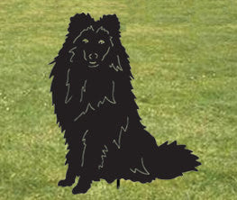 Shetland Sheepdog garden sculpture silhouette in black metal, Style 2 by Rustica Ornamentals on Tampa Home & Garden Store