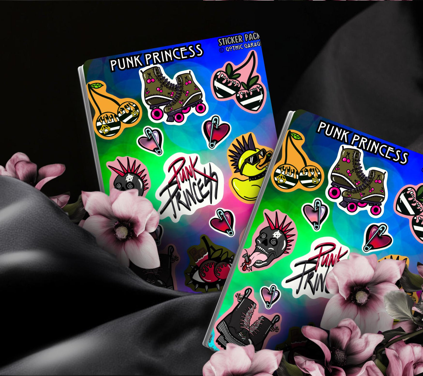 Planche d'autocollants Princesse Punk – Style Grunge – Parfaite pour les rebelles, les punks, le scrapbooking, la collection ou pour frimer.