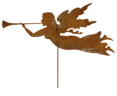 Angel garden stake silhouette in rusty metal by Rustica Ornamentals on Tampa Home & Garden Store