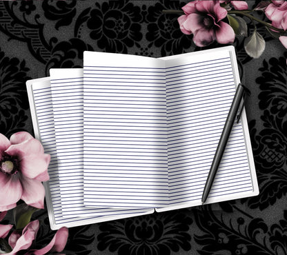 Carnet de notes gothique avec dessin à la main d'un squelette représentant un troisième œil – 160 pages lignées pour les tâches quotidiennes, les notes et les écrits personnels