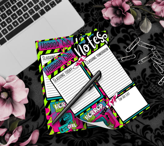 Horror Girl Notepad: Retro Slasher To-Do List, 50 Sheets - Tampa Home & Garden Store