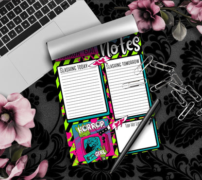 Horror Girl Notepad: Retro Slasher To-Do List, 50 Sheets