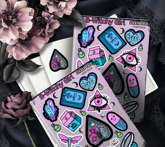 B-Witchy Gothic Pastel Sticker Sheet, Perfect Goth & Witch Vibes Stickers, Budget Friendly Gifts for Goth Expression - Tampa Home & Garden Store