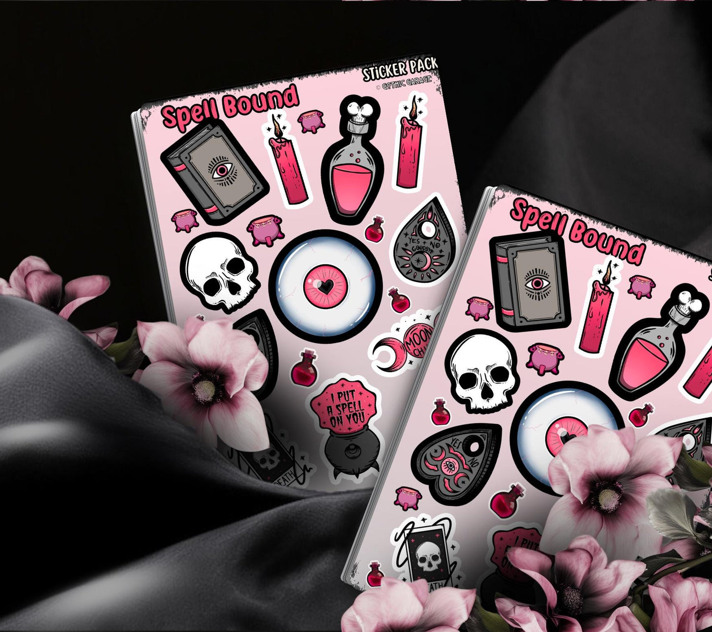 Planche d'autocollants « Sorts Gothiques », autocollants parfaits pour une ambiance gothique et sorcière, cadeaux abordables pour exprimer votre style gothique.