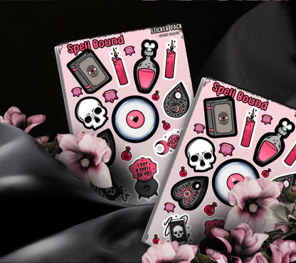 Planche d'autocollants « Sorts Gothiques », autocollants parfaits pour une ambiance gothique et sorcière, cadeaux abordables pour exprimer votre style gothique.