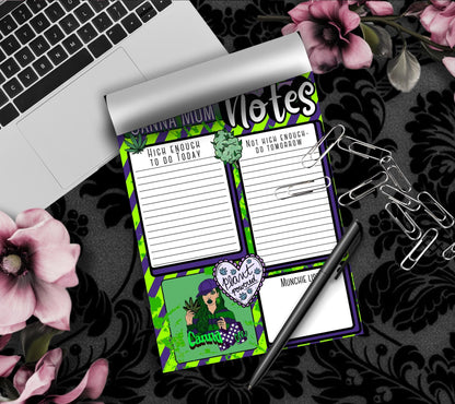 Bloc de notas desprendible Canna Mom Notes: lista de tareas divertida para mamás cannábicas, 50 hojas para mamás fumetas