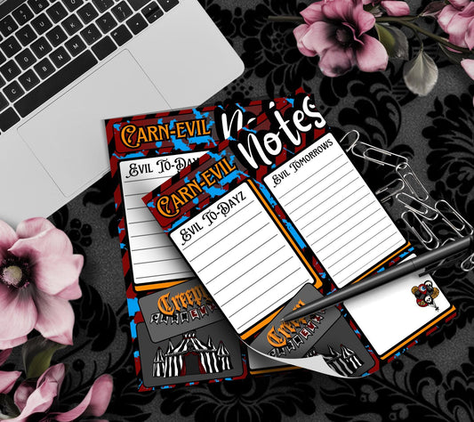 Carn-Evil Notepad: Creepy Carnival To-Do List - 50 Sheets - Tampa Home & Garden Store