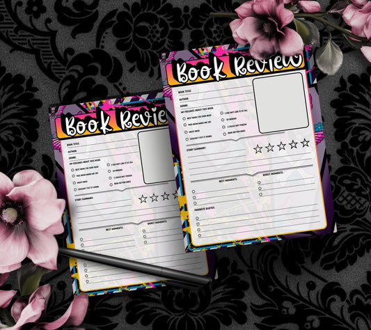 Spooky Pop Art Book Review Tear-Off Notepad – 50 Sheets of Aesthetic Reader Review Pages for Bookworms, Bloggers & Booktok - Tampa Home & Garden Store