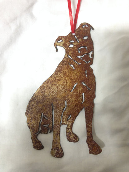 Pit Bull plant stake style 1 rusted metal silhouette by Rustica Ornamentals for garden decor on Tampa Home & Garden Store