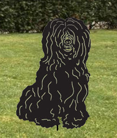 Tibetan Terrier garden stake wall hanging silhouette in black metal by Rustica Ornamentals on Tampa Home & Garden Store