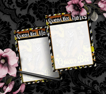 Bloc-notes squelette de reine des abeilles : papeterie gothique, 50 feuilles détachables
