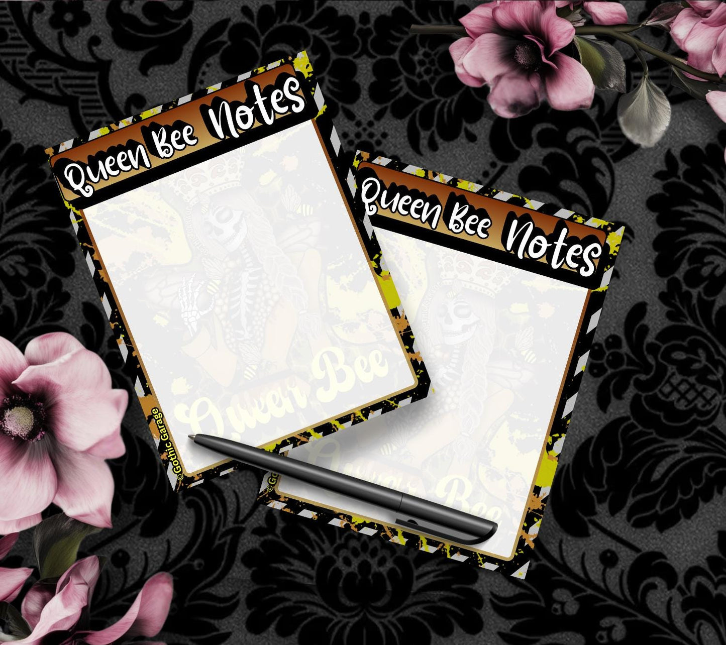 Bloc-notes squelette de reine des abeilles : papeterie gothique, 50 feuilles détachables