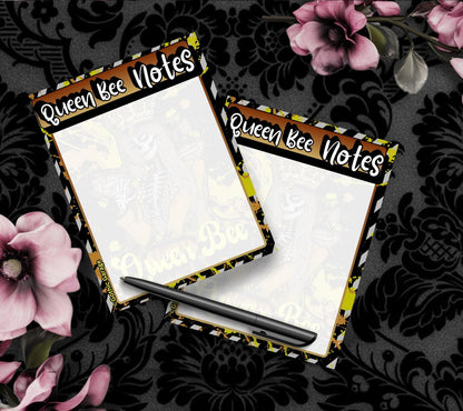 Bloc-notes squelette de reine des abeilles : papeterie gothique, 50 feuilles détachables