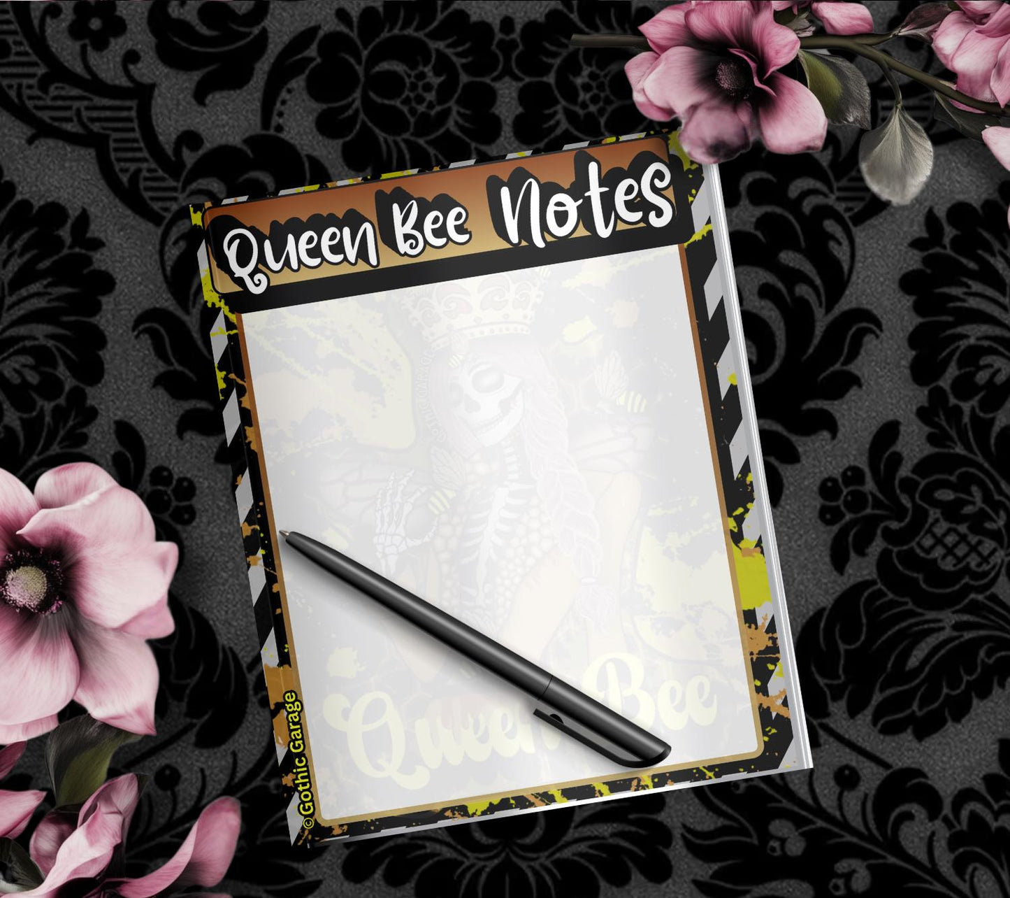 Bloc-notes squelette de reine des abeilles : papeterie gothique, 50 feuilles détachables