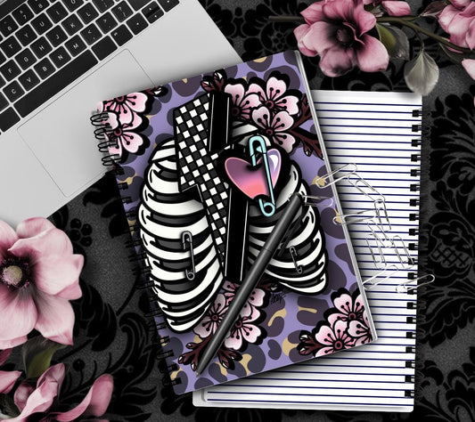 Gothic & Punk Ribcage Notebook Hand Drawn Detail  – 160 Lined Pages for Daily Tasks, Notes, and Personal Writing - Tampa Home & Garden Store