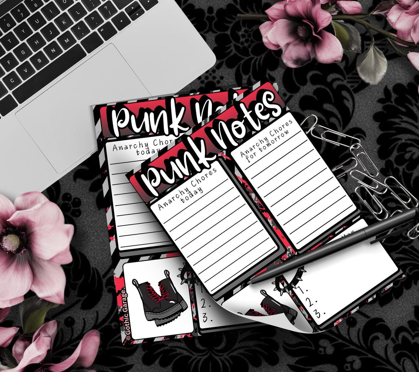 Punk Notes Notepad: Anarchy Chores Stationery for Alt Girls