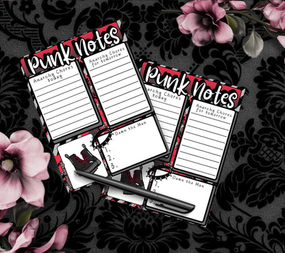 Punk Notes Notepad: Anarchy Chores Stationery for Alt Girls