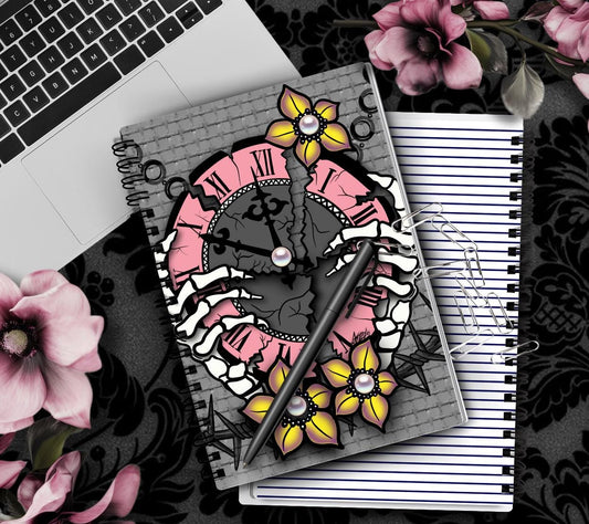 Broken Time – Gothic Clockwork Notebook - Hand Drawn Detail  – 160 Lined Pages for Daily Tasks, Notes, and Personal Writing - Tampa Home & Garden Store