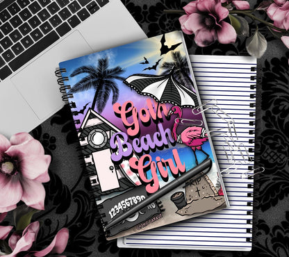 Carnet Goth Beach Girl – Paradis sombre dessiné à la main – 160 pages lignées pour les tâches et notes quotidiennes