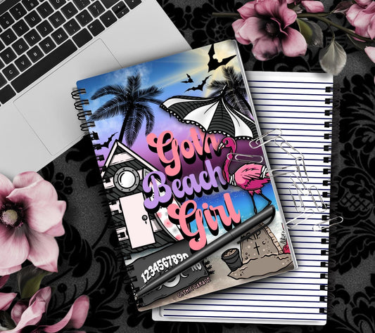 Goth Beach Girl Notebook– Hand Drawn Dark Paradise – 160 Lined Pages for Daily Tasks and Notes - Tampa Home & Garden Store