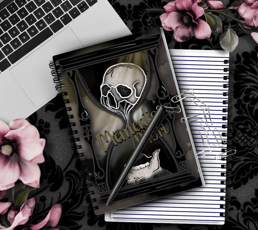 Carnet Memento Mori - Motif de crâne gothique dessiné à la main - 160 pages lignées pour les tâches quotidiennes, les notes et les écrits personnels