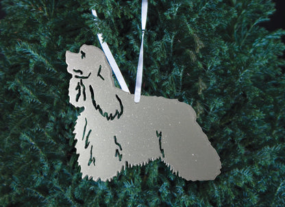 Cocker Spaniel plant stake, silver glitter metal garden ornament by Rustica Ornamentals on Tampa Home & Garden Store