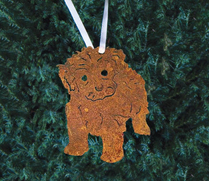 Maltese Dog Plant Stake rusted metal ornament by Rustica Ornamentals for garden decor on Tampa Home & Garden Store