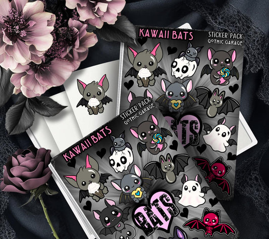 Kawaii Bats Sticker Sheet – Cute Gothic Bat Stickers - Tampa Home & Garden Store