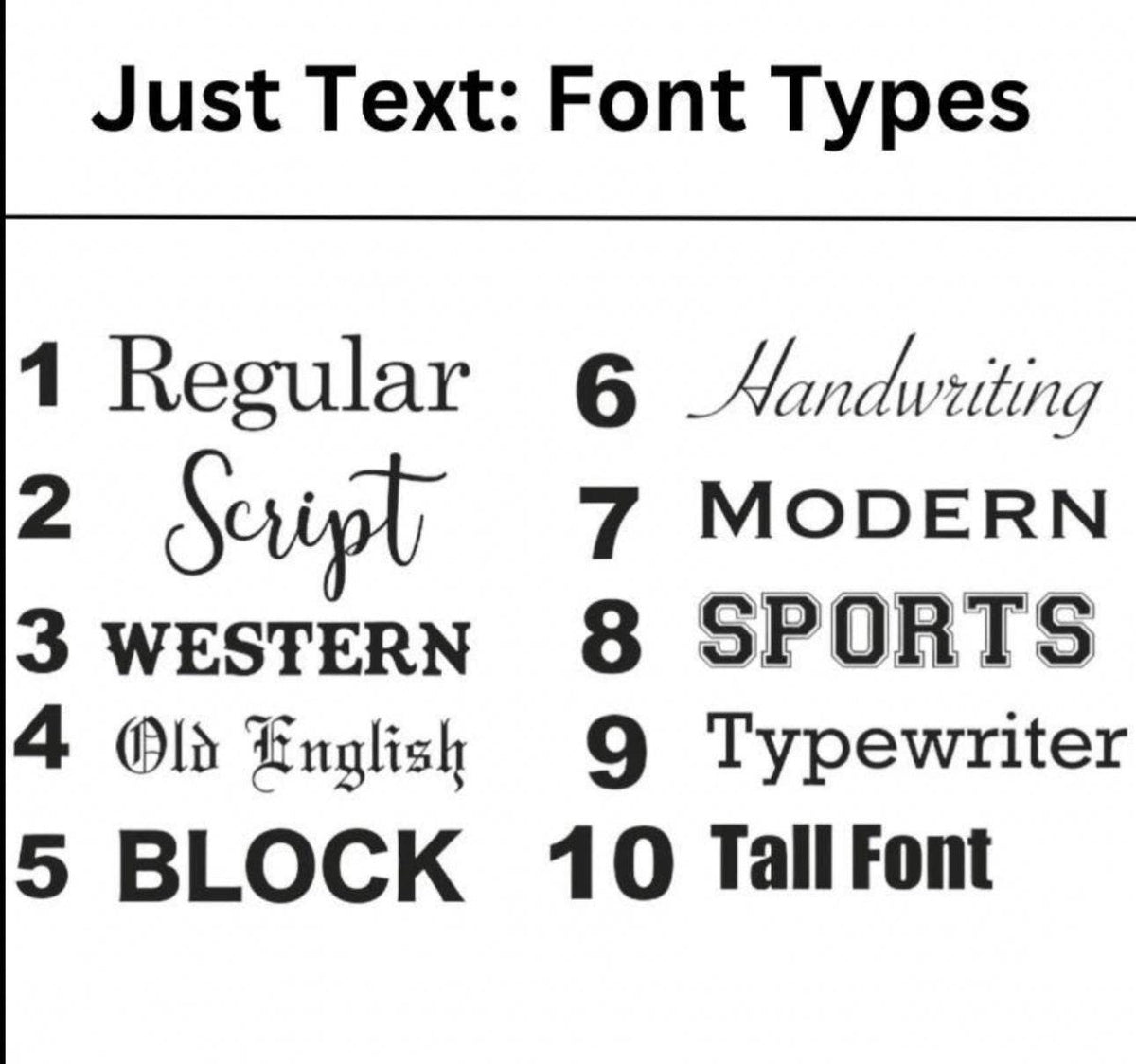 Texas A&M Texas Serving Tray font types chart with 10 styles on Tampa Home & Garden Store