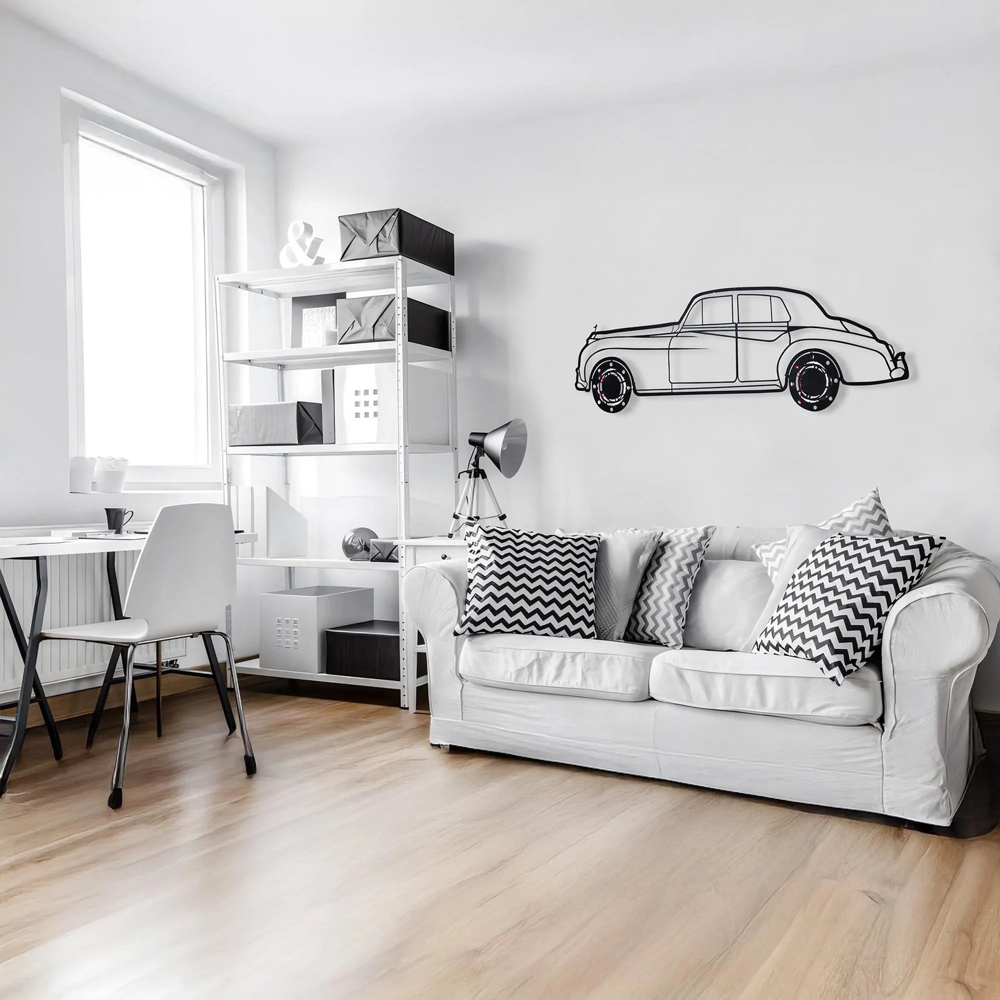 Custom Car Metal Wall Art with Spinning Wheels, Personalized Car Design, Custom Auto Gift for Men, Garage Decor, Your Car Line Art-KAFMEKA048