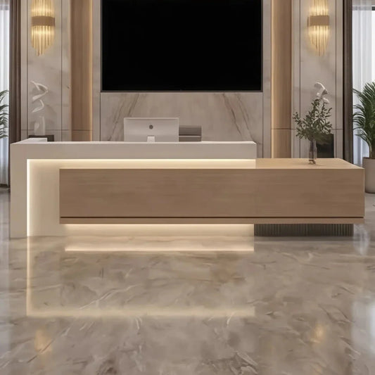 Elyra Front Reception Desk and Storage Cabinet